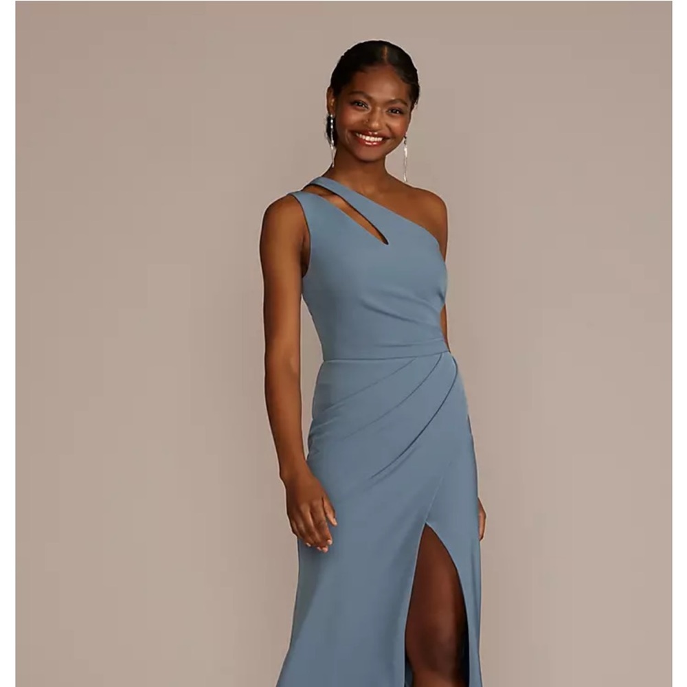 Elegant One-Shoulder Blue Evening Dress